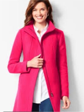 Talbots Coat Women's Size 6P Petite Albury Italian Wool Blend Stadium Party Pink